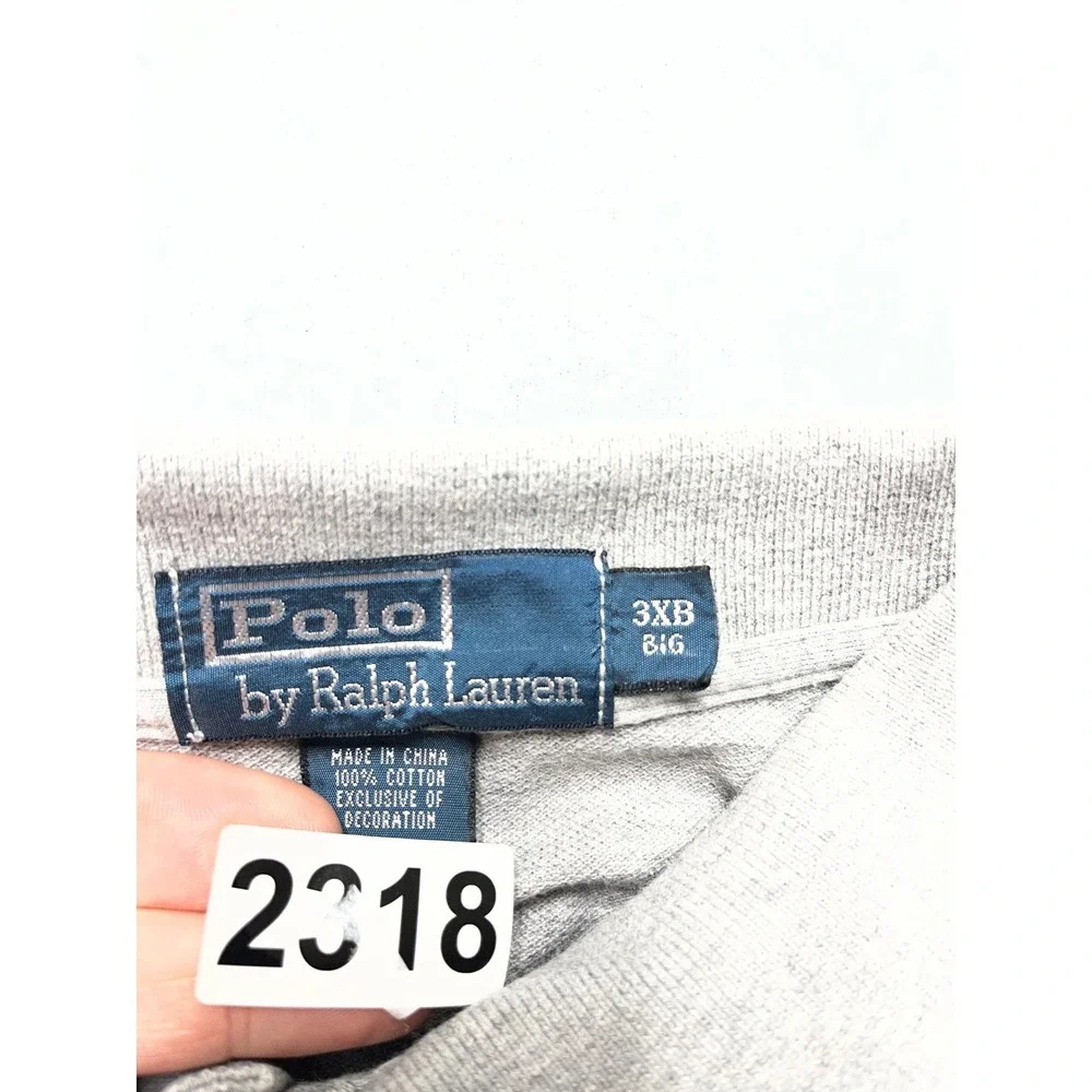 VTG Polo‎ Ralph Lauren Mens 3XB Big Heather Gray Short Sleeve Pique Polo Shirt
